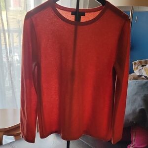 Cashmere Preswick & Moore Large Orange Crew Neck Long Sleeve Pullover Sweater